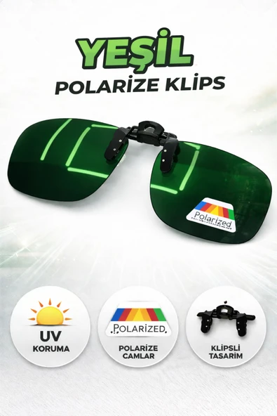 Optic Master Gözlük Klipsi Polarize Yeşil Orta Boy 45x60 MM ürün görseli 1