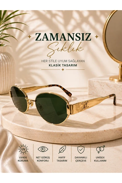 Optic Master Metal Çerçeveli Güneş Gözlüğü Oval Siyah Camlı ürün görseli 1