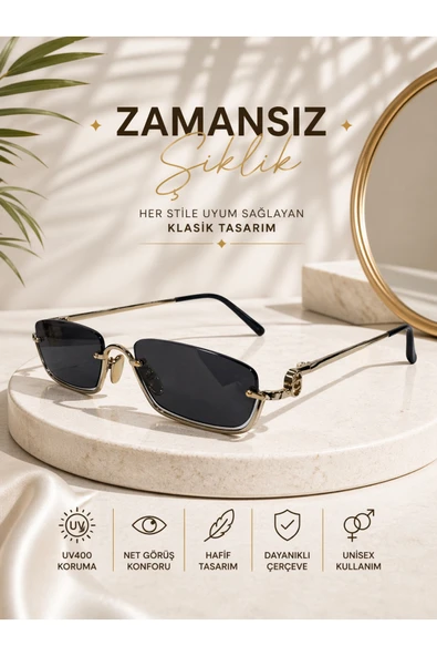 Optic Master Metal Yarım Çerçeveli Güneş Gözlüğü Siyah Camlı ürün görseli 1