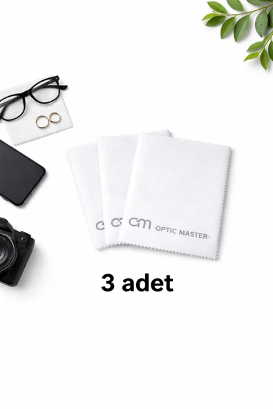 Optic Master Gözlük Temizleme Bezi Microfiber Bez 15x18 CM 3 Adet Beyaz ürün görseli 1