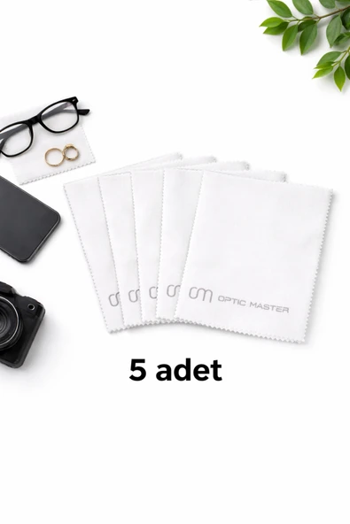 Optic Master Gözlük Temizleme Bezi Microfiber Bez 15x18 CM 5 Adet Beyaz ürün görseli 1