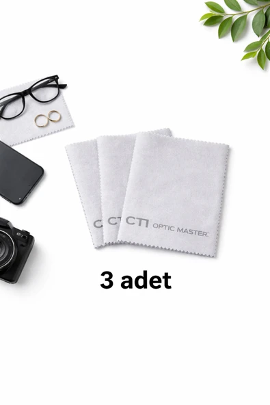 Optic Master Gözlük Temizleme Bezi Microfiber Bez 15x18 CM 3 Adet Gri ürün görseli 1