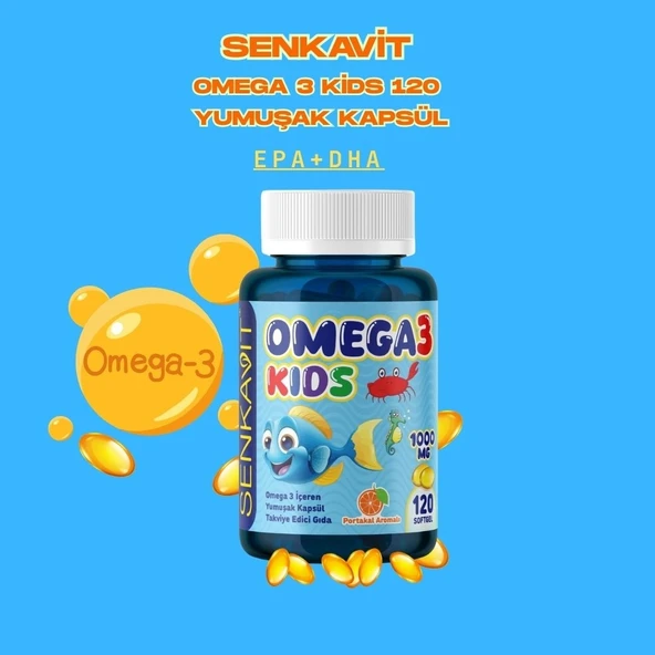Senkavit Omega 3 For Kids Portakal Aromalı 120 Li Softjel ürün görseli 1