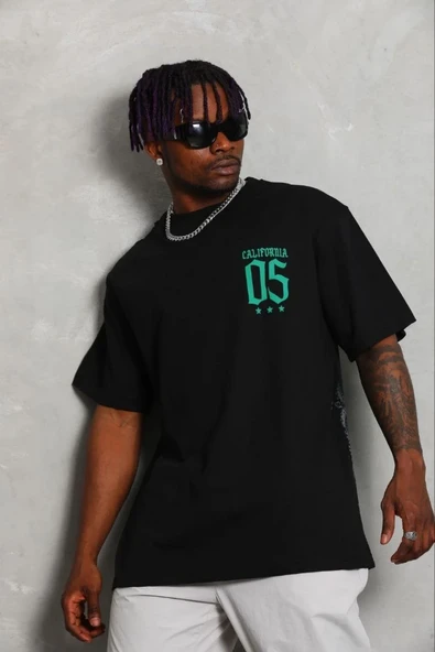 Erkek Baskılı T-Shirt Kısa Kol Bisiklet Yaka Regular Fit Tişört - Siyah ürün görseli 1