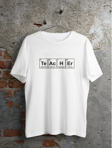 24 Kasım Kimya Öğretmeni Hediyesi Baskılı Bisiklet Yaka T-shirt - Beyaz ürün görseli 1