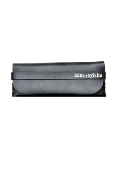 Optic Master Deriden El Yapımı Kuşaklı Deri Gözlük Kılıfı Siyah (Kişiye Özel isim Yazılı) ürün görseli 1