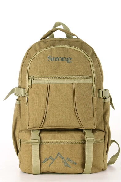 SR-03 Unisex Kanvas Kumaş Laptop Bölmeli Outdoor Sırt Çantası Dağcı Sırt Çantası Escp01 BEJ ürün görseli 1
