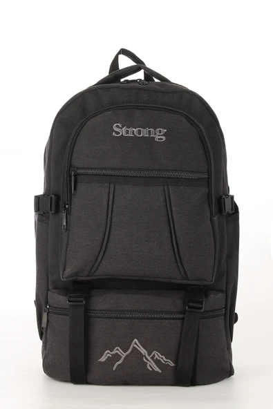 SR-03 Unisex Kanvas Kumaş Laptop Bölmeli Outdoor Sırt Çantası Dağcı Sırt Çantası Escp01 SİYAH ürün görseli 1