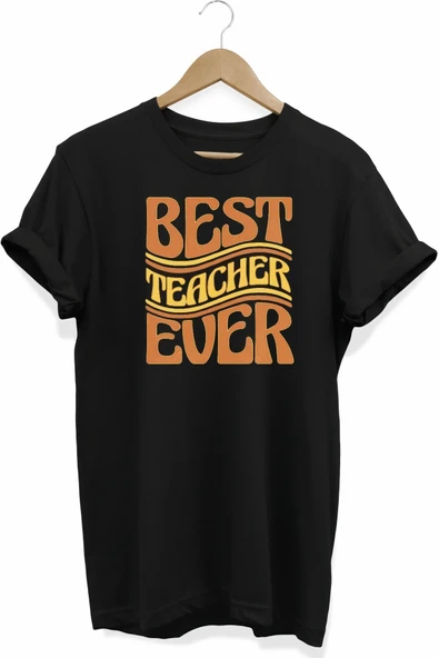 24 Kasım Öğretmenler Günü Hediye Baskılı Oversize Bisiklet Yaka T-shirt - Siyah ürün görseli 1