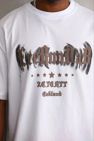 Erkek Baskılı T-Shirt Kısa Kol Bisiklet Yaka Regular Fit Tişört - Beyaz ürün görseli 1