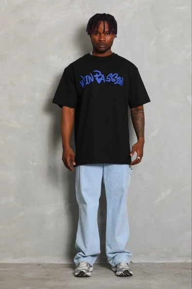 Erkek Baskılı T-Shirt Kısa Kol Bisiklet Yaka Regular Fit Tişört - Siyah ürün görseli 1