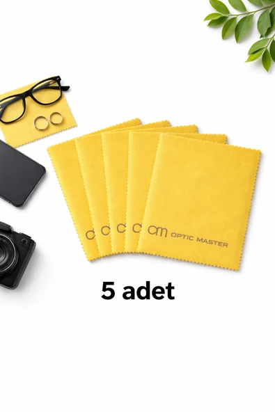 Optic Master Gözlük Temizleme Bezi Microfiber Bez 15x18 CM 5 Adet Sarı ürün görseli 1