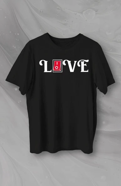 14 Şubat Sevgililer Günü Love Baskılı Oversize Bisiklet Yaka T-shirt - Siyah ürün görseli 1