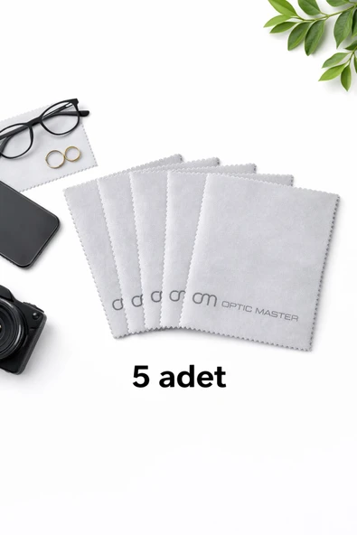 Optic Master Gözlük Temizleme Bezi Microfiber Bez 15x18 CM 5 Adet Gri ürün görseli 1