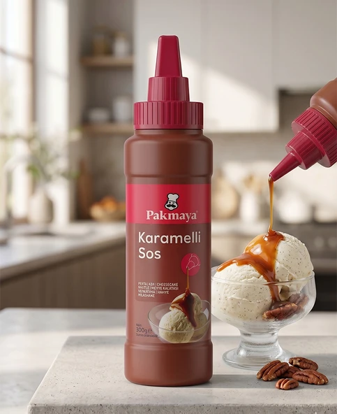 Pakmaya Karamelli Sos 300 g - Yoğun Karamel Aromalı Kahve ve Tatlı Süsleme Sosu ürün görseli 1