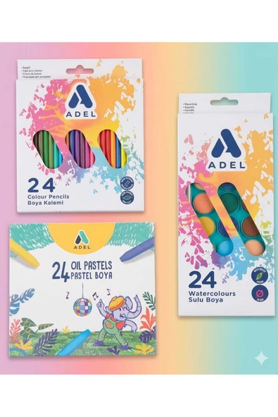 24'LÜ BOYA SETİ 24X3- KURU BOYA 24'LÜ-PASTEL BOYA 24'LÜ-SULU BOYA 24'LÜ ürün görseli 1