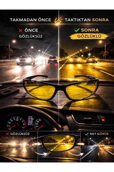 Optic Master Antifar Gece Sürüş Gözlüğü / Gece Görüş Gözlüğü Model 8813 ürün görseli 1
