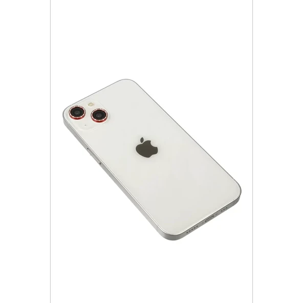 Newface Apple iPhone 14 Diamond Kamera Lens - Kırmızı - Resim 3