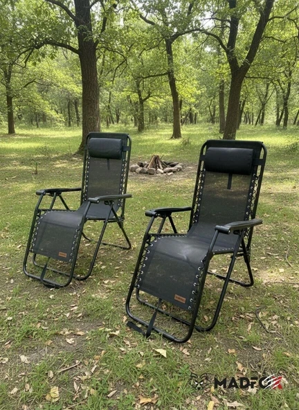 Madfox EasyRest Katlanır Şezlong Sandalye SİYAH - Resim 7