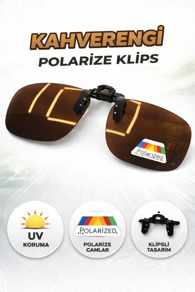 Optic Master Gözlük Klipsi Polarize Kahverengi Orta Boy 45x60 MM ürün görseli 1