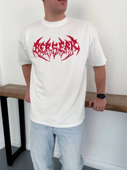 Erkek Kısa Kol Yazlık Tişört Bisiklet Yaka Baskılı Oversize T-Shirt - Beyaz ürün görseli 1
