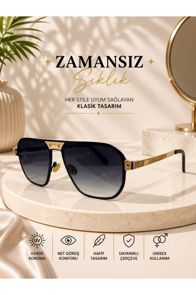 Optic Master Metal Çerçeveli Güneş Gözlüğü Siyah Camlı ürün görseli 1