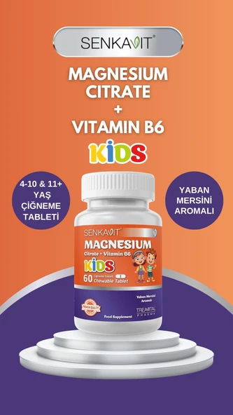 Senkavit Kids Magnezyum Sitrat Ve B6 İçeren 60 Çiğneme Tableti ürün görseli 1