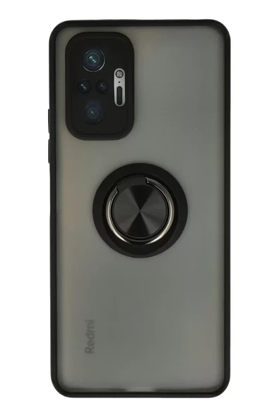 Newface Xiaomi Redmi Note 10 Pro Kılıf Montreal Yüzüklü Silikon Kapak - Siyah ürün görseli 1
