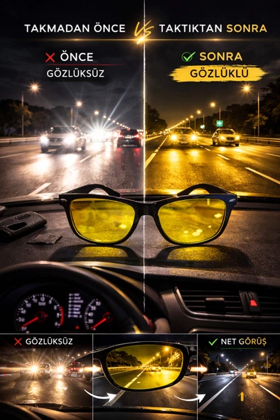 Optic Master Antifar Gece Sürüş Gözlüğü / Gece Görüş Gözlüğü Model 8812 ürün görseli 1