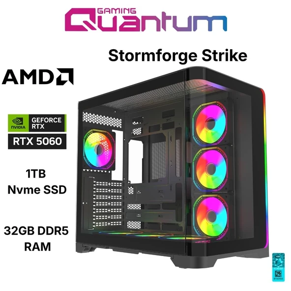 Quantum Gaming Stormforge Strike Ryzen 5 7500F 32GB DDR5 1TB NVMe RTX5060 8GB Masaüstü Oyun Bilgisayarı ürün görseli 1
