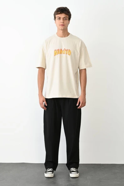 Erkek Baskılı T-Shirt Kısa Kol Bisiklet Yaka Regular Fit Rahat Kalıp Günlük Tişört - Beyaz ürün görseli 1