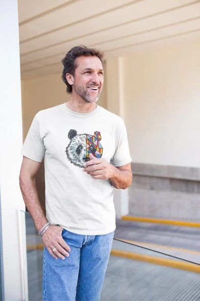 Erkek Kısa Kol Yazlık Tişört Bisiklet Yaka Baskılı Oversize T-Shirt - Beyaz ürün görseli 1
