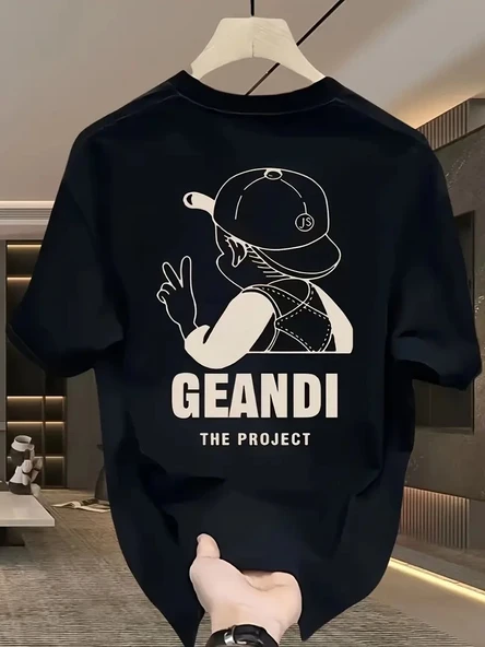 Kadın T-Shirt  "GANDHI The Project" Baskılı Kısa Kollu tişört - Siyah ürün görseli 1