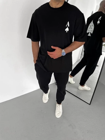 Erkek Baskılı T-Shirt Kısa Kol Bisiklet Yaka Regular Fit Rahat Kalıp Günlük Tişört - Siyah ürün görseli 1
