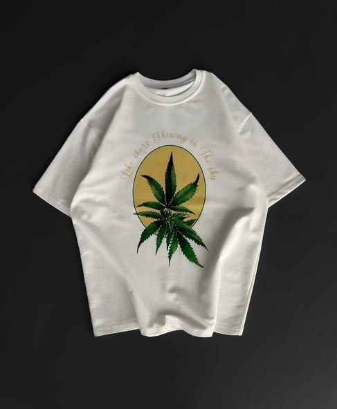 Erkek Kısa Kol Yazlık Tişört Bisiklet Yaka Baskılı Oversize T-Shirt - Beyaz ürün görseli 1