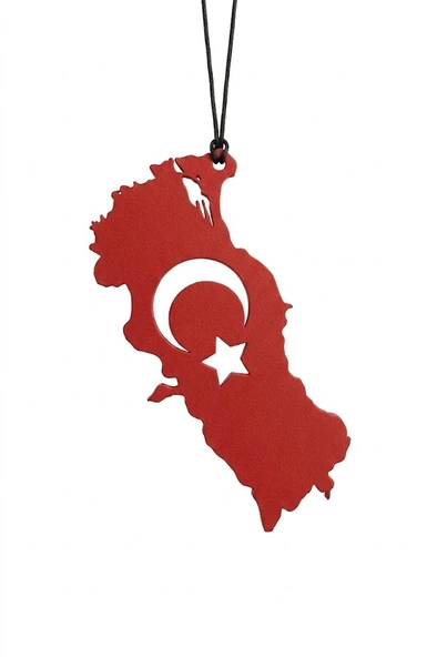Araç İçi Dikiz Aynası Süsü Türkiye Haritası 9x4 cm Kırmızı ürün görseli 1