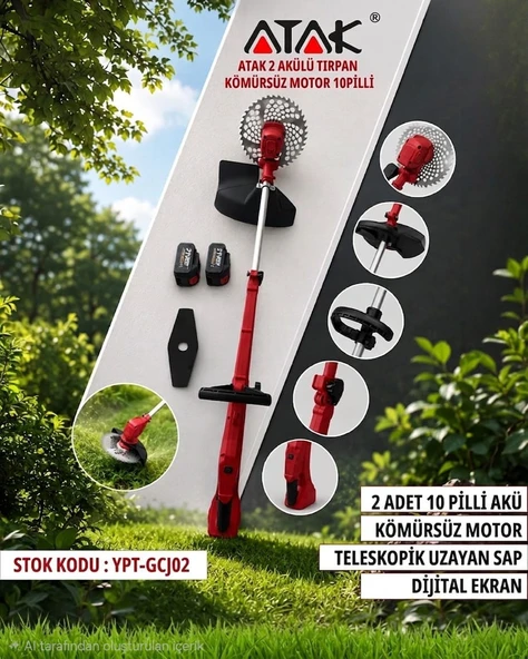 ATAK 2 Akülü Tırpan Kömürlü Motor 10Pilli ürün görseli 1