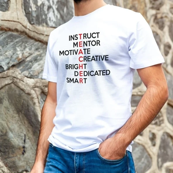 Erkek Kısa Kol Yazlık Tişört Bisiklet Yaka Baskılı Oversize T-Shirt - Beyaz ürün görseli 1