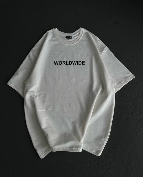 Kadın Baskılı T-Shirt Kısa Kol Bisiklet Yaka Oversize Rahat Kalıp Günlük Tişört   - Beyaz ürün görseli 1