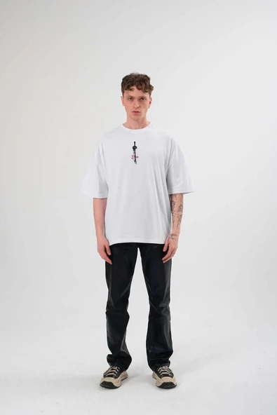 Erkek Baskılı T-Shirt Kısa Kol Bisiklet Yaka Regular Fit Rahat Kalıp Günlük Tişört - Beyaz ürün görseli 1