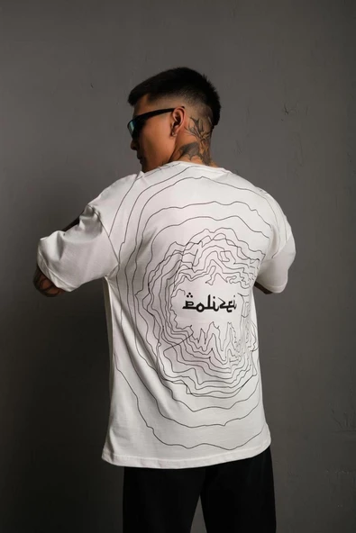Erkek Kısa Kol Yazlık Tişört Bisiklet Yaka Baskılı Oversize T-Shirt - Beyaz ürün görseli 1