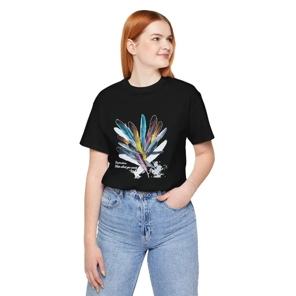 Kadın Baskılı T-Shirt Kısa Kol Bisiklet Yaka Oversize Rahat Kalıp Tişört - Siyah ürün görseli 1