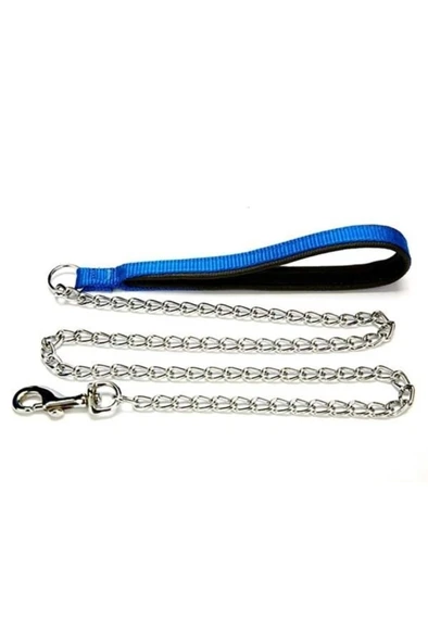 Doggie Konforlu Dokumadan El Yapımı Zincirli Köpek Gezdirme Kayışı 2,5x110cm - Royal Blue ürün görseli 1