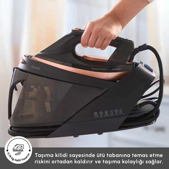 Karaca Vantuz Steammaster Buhar Kazanlı Ütü Black Rose - Resim 7