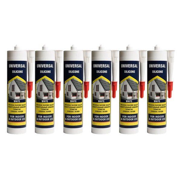 Genel Amaçlı 6 ADET Beyaz Universal Silikon 280 ml İç Dış Mekan Kapı Pencere Sızdırmazlık ürün görseli 1