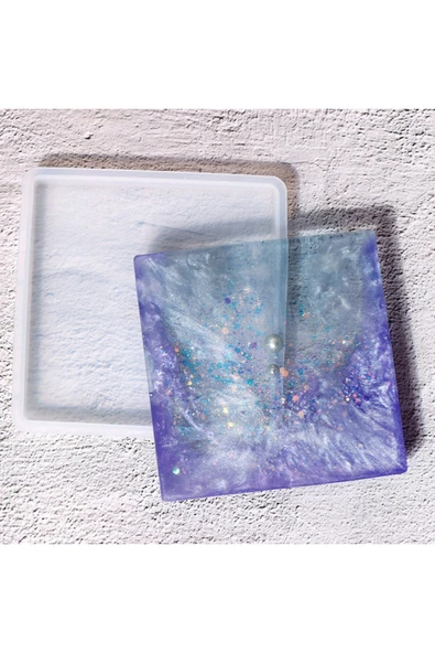 Silikon Epoksi Reçine Taş Tozu Döküm Kalıbı Kare Bartak Altlığı Kalıbı 10x10cm ürün görseli 1