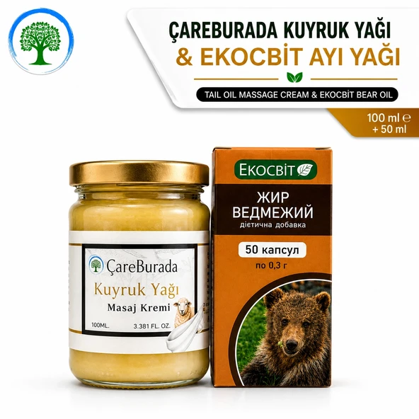 ÇareBurada Kuyruk Yağlı Krem 100 ml + Ekocbit Ayı Yağı 50 ml ürün görseli 1