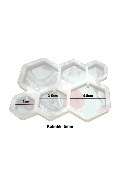 Epoksi 6’lı Altıgen Küpe Kalıbı Silikon - Resim 3