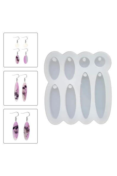 Silikon Epoksi 8’li Elips Oval Küpe Kalıbı - Resim 2