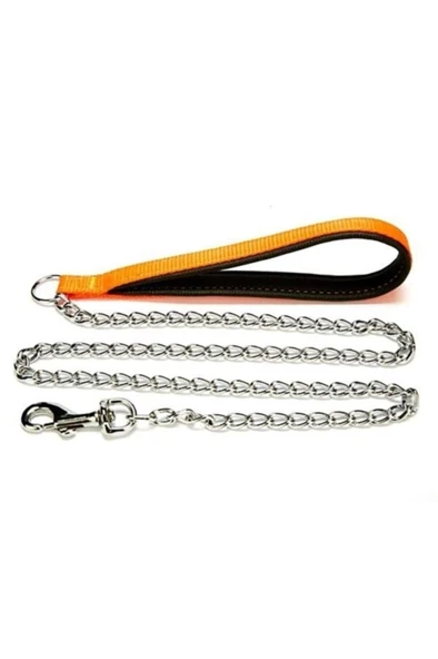 Doggie Konforlu Dokumadan El Yapımı Zincirli Köpek Gezdirme Kayışı 2,5x110cm - Orange ürün görseli 1